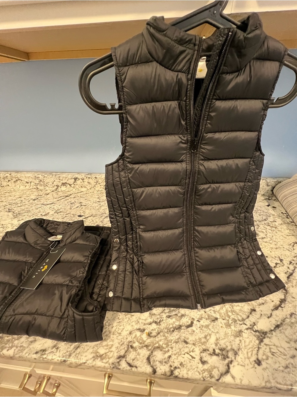 Kids Black Quilted Puffer Vest with Snap-Detail Sides